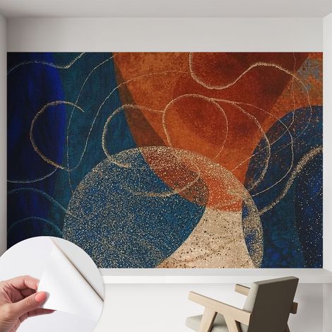 Tapete Selbstklebend - Fototapete mit Motiv - Wandtapete modern - Wandgestaltung Farbenfrohe Formen 152x104 cm (1/5)