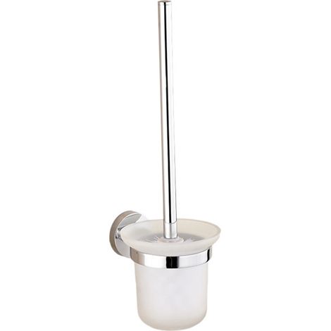 kit de escobilla para inodoro, montaje en pared o suelo, acero inoxidable y cristal, cabezal de repuesto incluido, diseño elegante para inodoros. (1/5)
