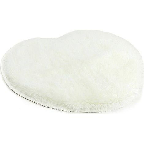 Tapis moelleux en forme de cœur pour chambre à coucher 1 pièce beige (1/5)