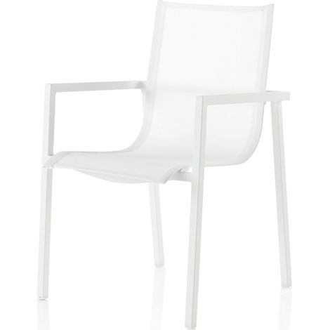 x4 chaises de jardin blanche en aluminium et textilène empilable - blanc éclat lumineux (1/4)
