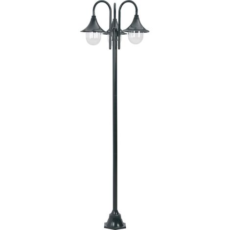 vidaXL Gartenstehleuchte E27 220cm Aluminium 3 Laternen Dunkelgrün