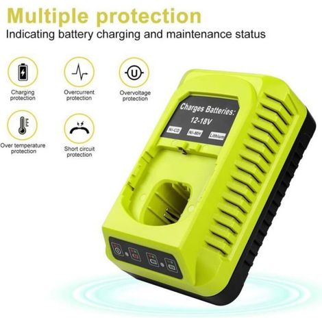 Chargeur De Batterie - 9 6V 12V 14 4V 18V - Pour Batteries Ni-CD Ni-MH Li-Ion - Compatible Ryobi One+ P100 P102 P103 P105 P107 - 1 Pièce (1/4)
