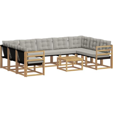 Outdoor Sofa Set with Cushion 10 pcs White and Light Grey vidaXL (1/5)