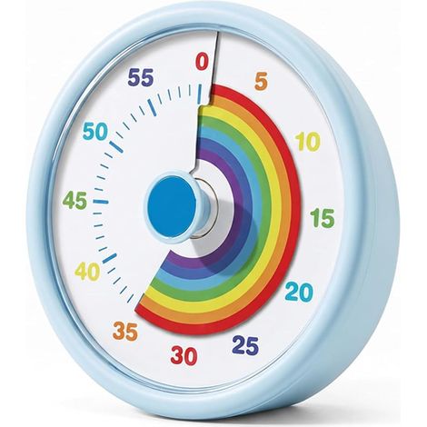 CNMTCCO Minuteur visuel pour enfants, compte à rebours de 60 minutes pour salle de classe, bureau, cuisine, bureau, enfants, temps maître, outils silencieux, minuterie à tomates, motif arc-en-ciel (1/5)