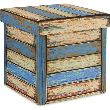 Sgabello pieghevole decorativo con contenitore 80 x 40 x 40 cm seduta comoda in stile vintage in tessuto marrone 130011055