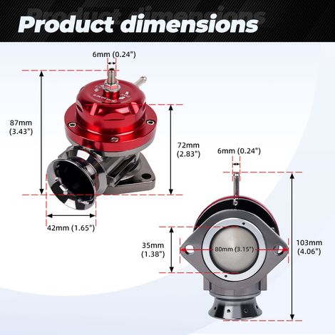 RS-type BOV turbo wastegate kit made of aluminum alloy, blue, one-piece.--DTEKGAZ