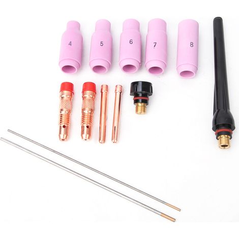 13 pièces d'accessoires et consommables pour torche de soudage TIG, pièces de soudage 1,6 mm et 2,4 mm pour torche 17/18/26 (13 pièces)