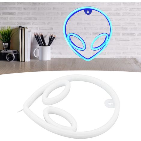 Lampe de table néon LED pour chambre, bar, décoration de fêtes, veilleuse, alimentée par USB ou piles, modèle bleu Alienware. (1/5)