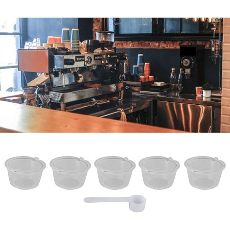 [Filtro de café recargable] Cápsula de 50 ml para máquinas Dolce Gusto – 5 unidades con cuchara medidora – ABS sin BPA y acero inoxidable 304 (1/5)