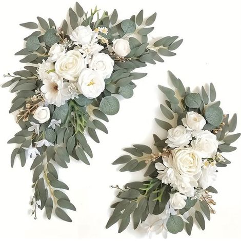 Bouquets artificiels - Fleurs artificielles - Fleurs factices - Fleurs artificielles d'extérieur - Décoration pour dossiers de chaises de banquet - Décoration pour fêtes et événements - Fleurs en soie (1/5)