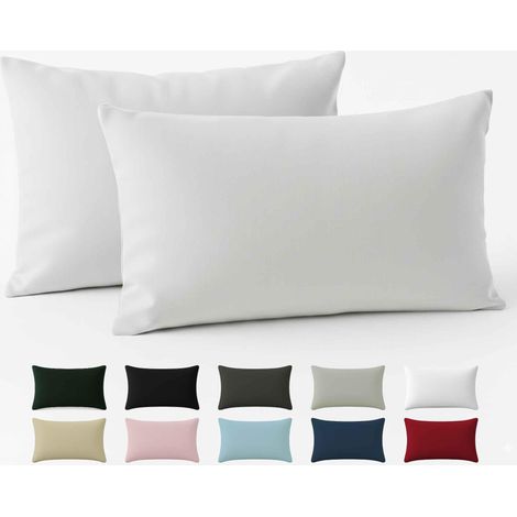 Taie Oreiller 40x70 Coton Renforcé Set de 2 - Blanc - Tissage serré de 57 Fils/cm² - Taie Oreiller 40 x 70 cm (1/5)