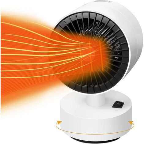 Mini-Keramikheizung, ADURI Heizlüfter mit automatischem Kopfschütteln, 600 W, geringer Verbrauch, tragbare Tischheizung für Büro, Schlafzimmer, Wohnzimmer, Kippschutz