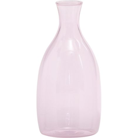 Vasetto Un Fiore capacità 35 cl in vetro borosilicato soffiato a mano con raffinato decoro bianco sull'imboccatura, colore Rosa, design elegante (1/4)