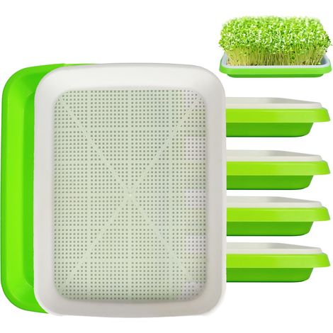 Plateau De Germination - Grille Fine En Base Collectrice D Eau - Pour Pois Chiches Haricots Et Micro-Pousses - 4 Pièces