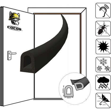 Guarnizione autoadesiva per porta e finestra D 8x10mm NERO (1/5)