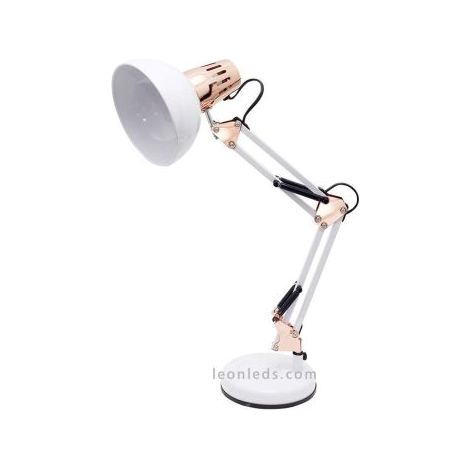 Fabrilamp Flexo de estudio RUTILO Blanco y Cobre articulable 1XE27 (1/2)