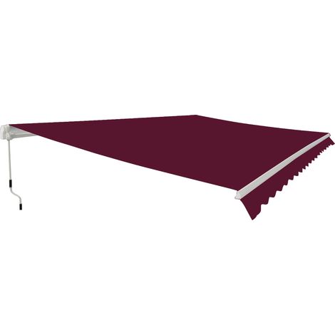 Greenbay Garden Patio Manual Retractable Awning Canopy Sun Shade Shelter Angle Adjustable 3.5x2.5M Wind Red