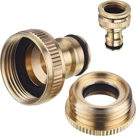 2 Packs Set de Connecteur de Robinet de Tuyau d'Arrosage en Laiton, Connecteur pour Début du Tuyau, Équipement de Base avec Raccords pour Tuyaux, Kit de Raccordement au Robinet (1/4)