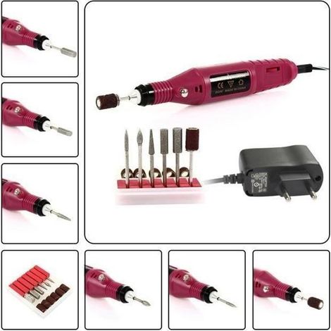 Kit Ponceuse électrique Professionnelle Lime Ongles Manucure avec embouts de ponçage - 220-240 V (1/4)