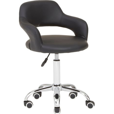 Premier Housewares Black PU Home Office Chair with Curved Back (1/5)