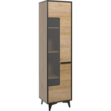 AX LIVING Moderner Vitrinenschrank Fabriani W1T Vitrine Eiche Riviera