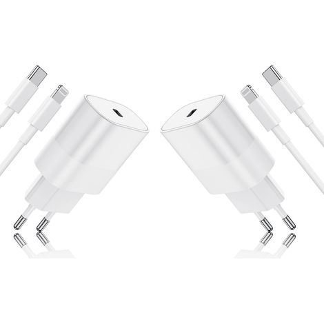 2Pack iPhone Rapide Chargeur [Apple MFi Certifié] 20W USB C Power Delivery Adaptateur Secteur avec 2m Lightning Cable pour iPhone 14/14 Pro/14 Pro Max/13/13 Pro Max/12/SE/11/XR/XS Max/iPad (1/5)