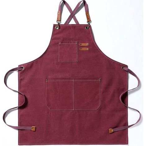 Delantales de lona para hombre y mujer，Delantal unisex con 3 bolsillos，Delantal de trabajo de algodón ajustable，parrilla y cafetería，Azul oscuro (1/5)
