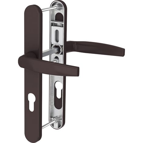 Langschild Türbeschlag 8-72mm Schmalrahmengarnitur Braun RAL8019 Türdrücker PZ Drücker/Drücker 71-86mm nein (1/2)