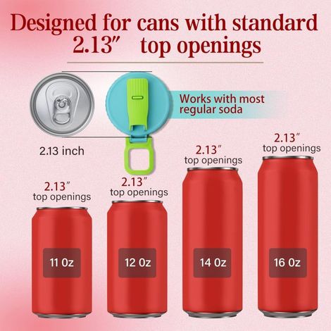 Lot de 4 couvercles pour canettes de soda avec paille en silicone, réutilisables et étanches, sans BPA, pour canettes standard de 5,4 cm (2,13 pouces) de soda, bière et boissons énergisantes (4 couleu (1/3)