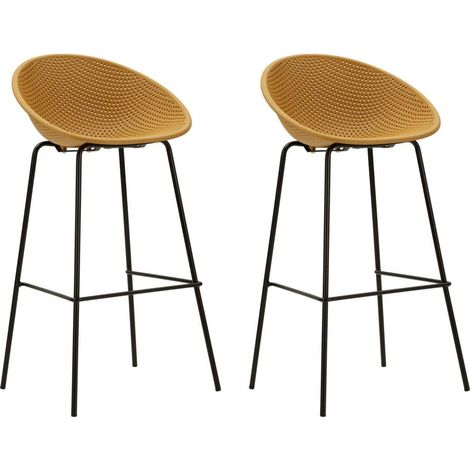 Lot de 2 Tabourets de Bar "Ibiza" 98cm Moutarde