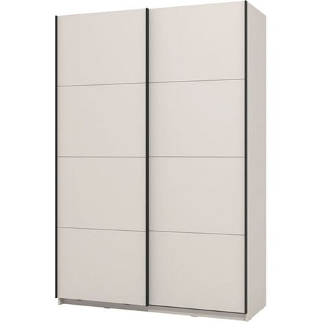 Armario Grande Tredozio, Guardarropa Dormitorio con Perchero, 2 Estantes, Puertas Correderas, 145.5x217.5h cm Blanco Crema