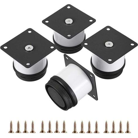 4er-Set Möbelfüße aus Edelstahl, 5,1 cm, verstellbar, weiß, rund, für Büro, Sofa, Schrank