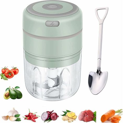 Mini Hachoir Électrique,Presse-ail électrique sans fil,extracteur d'ail 250ML Petit Mixeur-Multi Robot Cuisine de Chargement USB