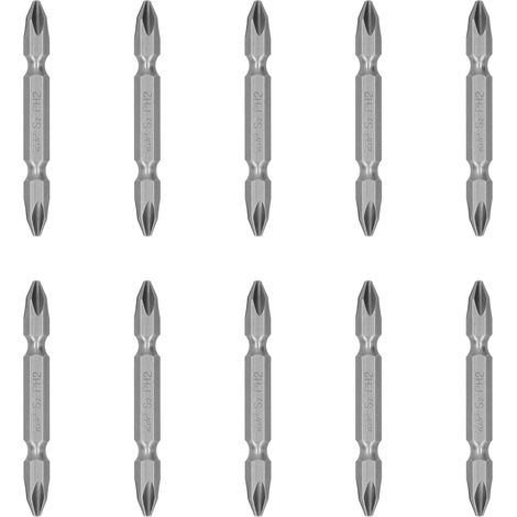 10Pcs Embouts de Tournevis Double Tête Croix Magnétique Puissant S1/4 Outil à Main Quincaillerie 65mm (1/5)