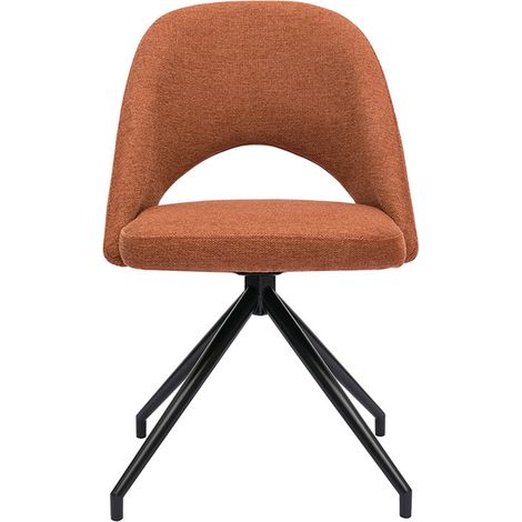 Stuhl aus rostbraunem Stoff mit texturiertem Samteffekt und schwarzem Metall 360° drehbar COSETTE