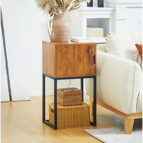 Console 40x30x76 cm bois naturel en métal style industriel avec rangement (1/5)