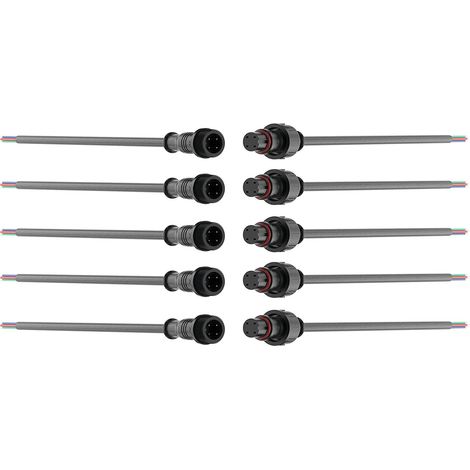 5 Pairs Waterproof Electrical Connectors, 4 Pin 4 Cores Male Female LED Connector Plug 20 cm with 18AWG Extension Cable for Indoor Outdoor LED Strip Lights (1/5)
