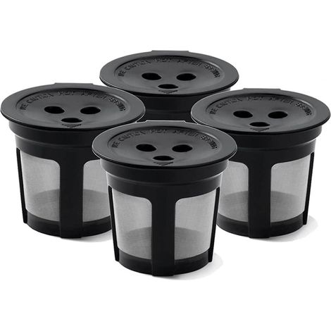 Lot de 4 dosettes de café réutilisables K-Cup pour cafetière à double infusion. Filtres K-Cup permanents et accessoires pour le café. (1/5)