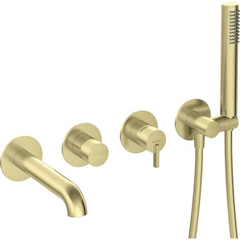 4-Loch-Wannenarmatur mit Brausegarnitur, Gold gebürstet, SILIA-30 (1/5)