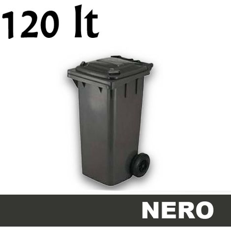 Cassonetto/Pattumiera/Contenitore/Bidone per raccolta rifiuti uso esterno 120lt Nero