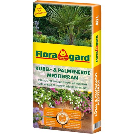Floragard – Terreau Méditerranéen pour plantes en bac et palmiers – À teneur réduite en tourbe, 40 litres