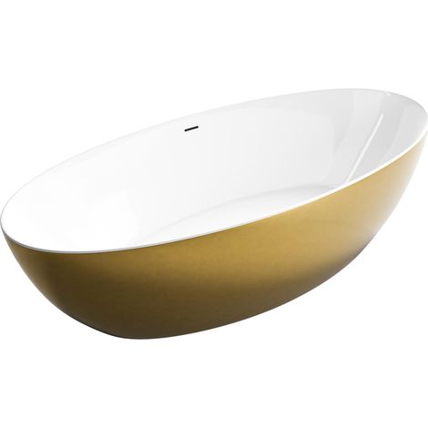 Bernstein – Freistehende Badewanne Terra – Acryl Gold 186x88cm – Doppelwandig für optimale Wärmeisolierung – Vorinstallierte Pop-Up-Garnitur (1/5)