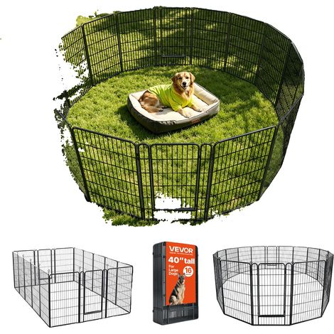 Valla de juego para perros Vevor, 61 cm, 8 paneles, tablero de ejercicio metálico plegable, valla para mascotas, interior/exterior, cai (1/2)