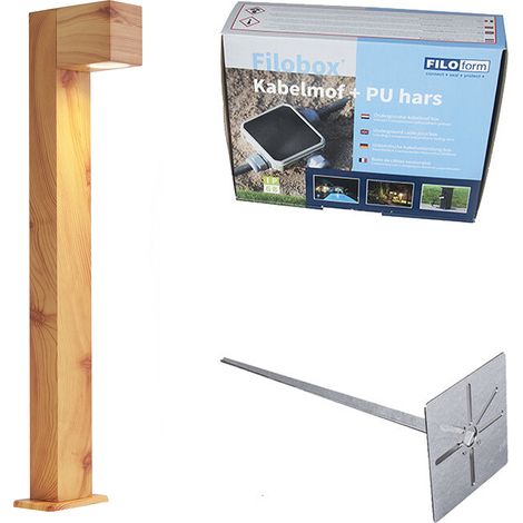 QAZQA Palo da terrazza baleno - Moderno - Alluminio - Legno - Allungato Max. 1 x Watt