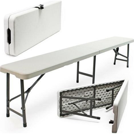 Banco de camping plegable y ligero para exteriores, jardín, fiesta, barbacoa, picnic, 180 cm, blanco 160002207