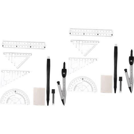 Kit de 2 fournitures scolaires comprenant un compas, bureau (1/5)