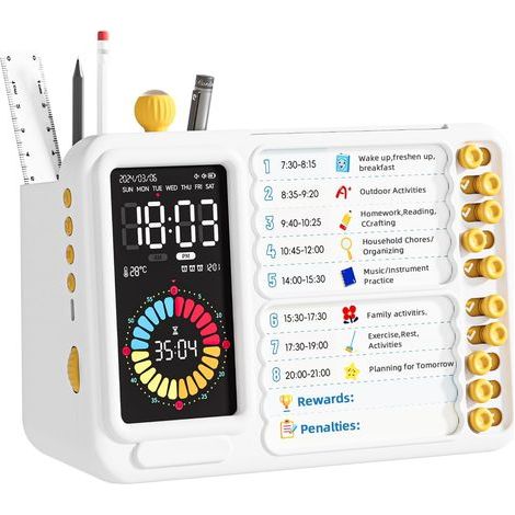Minuteur Visuel Timer Enfant TDAH numérique à LED, minuterie visuelle Facile pour Les Enfants, Aide au TDAH avec minuterie de productivité Pomodoro numérique pour la Salle de Classe, la Maison