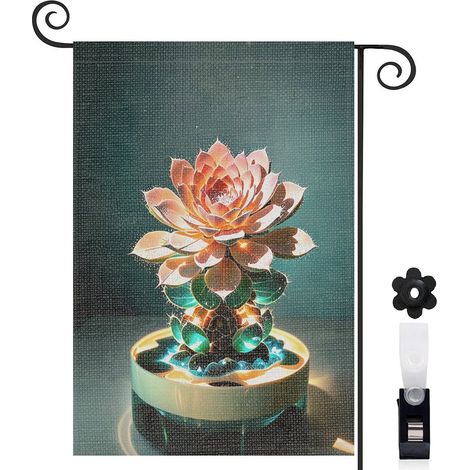 Drapeau de jardin décoration extérieure toile résistante double face 30 x 45 cm pour balcon terrasse (1/5)