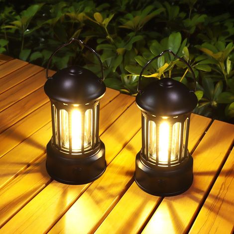 Lanterne de camping rétro étanche à LED, 2 pièces, avec luminosité réglable, idéale pour la pêche, le jardinage, les voyages et les pannes de courant (1/4)