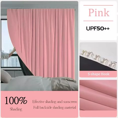 Verdunkelungsvorhänge, Klassischer Stil, 1-Panel-Design, Haken-g, W200cm X H200cm 1ST, Rosa (S-Haken)-g